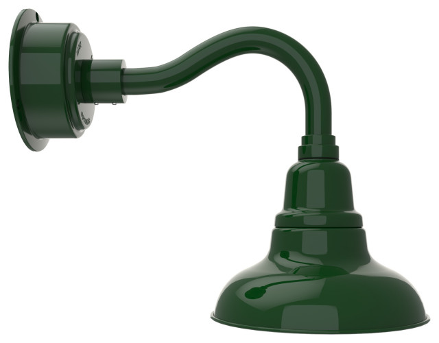 8in. Green Gooseneck Barn Light with Chic Arm