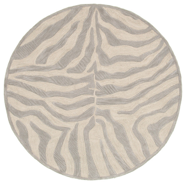 Zebra Print Area Rug, 5' Round