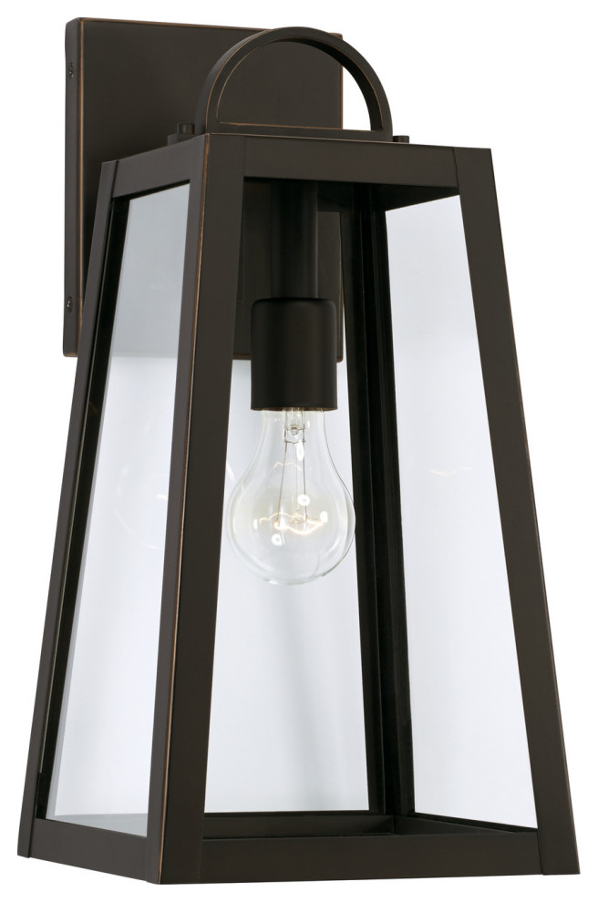 Leighton One Light Outdoor Wall Lantern, Oiled Bronze Transitional