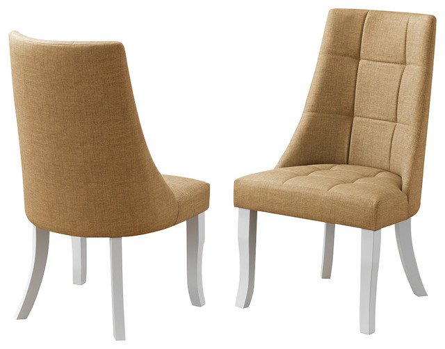 Troy Parsons Dining Chairs, Beige Vinyl Upholstery, Yellow