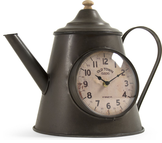Iron Pitcher Clock Farmhouse Desk And Mantel Clocks by HedgeApple Houzz