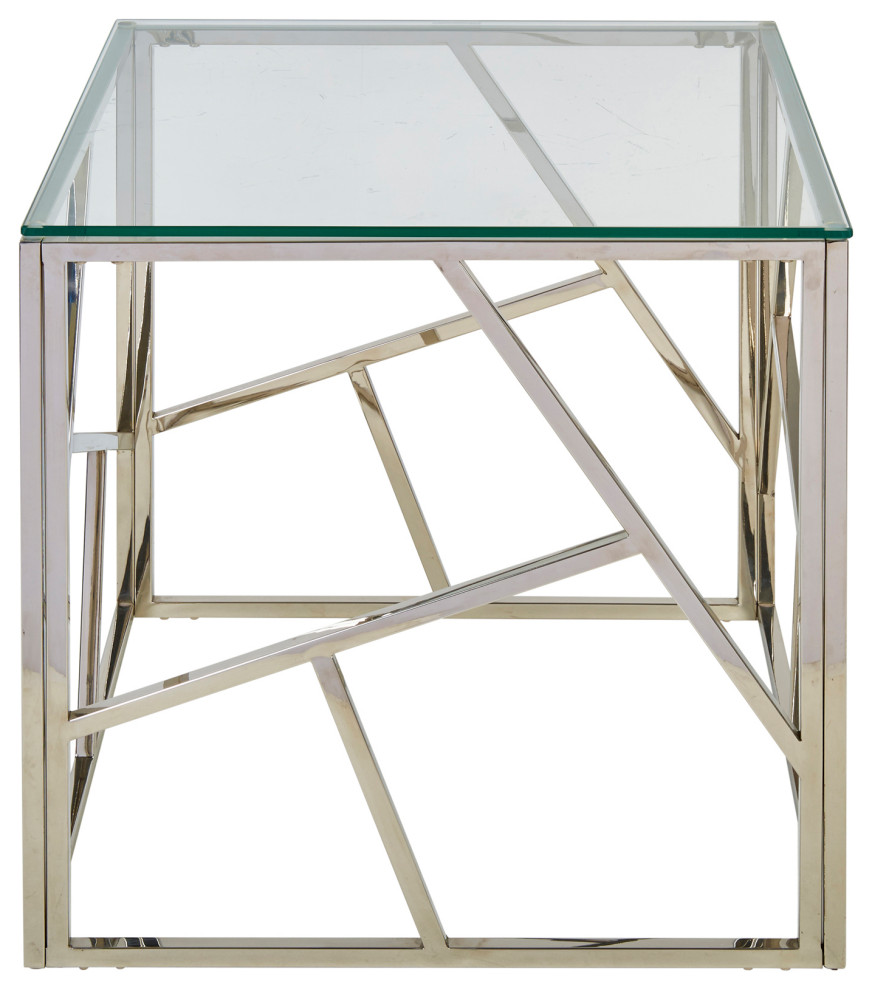 Sagebrook Home Modern Silver/Glass Accent Table Contemporary Side