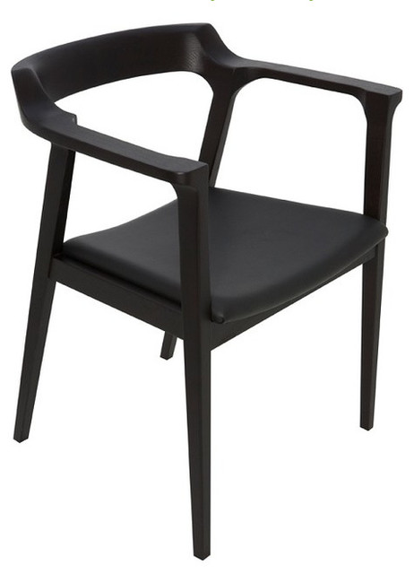 Caitlan Leather Dining Armchair, Black Oak