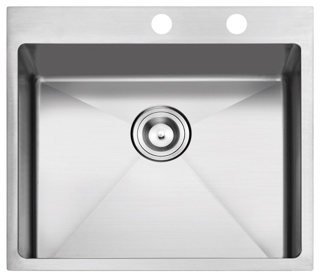 Overmount Stainless Steel 2 Hole Kitchen Sink Contemporary Kitchen