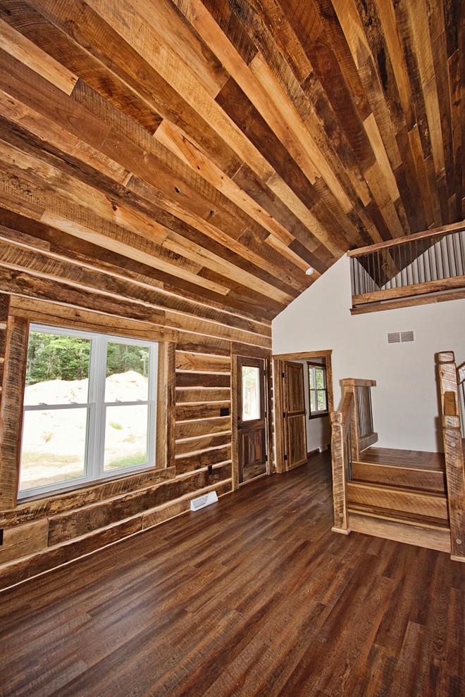 Entryway - large rustic entryway idea