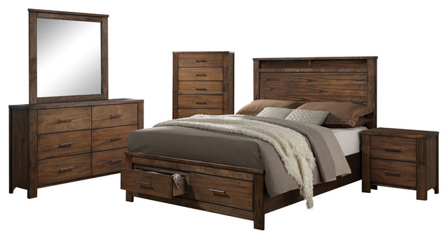 acme merrilee 4-piece storage bedroom set - transitional - bedroom