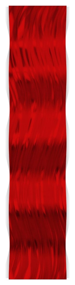 Original Abstract Metal Art 'Red Wave' Contemporary Modern Home Decor, River