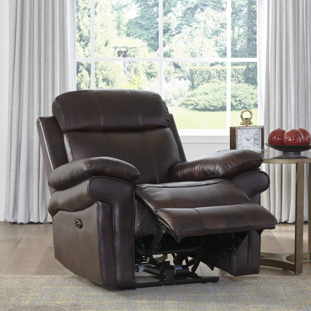 Hudson Top Grain Leather Power Recliner Contemporary Recliner