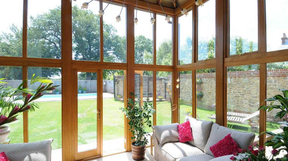 Design ideas for a country sunroom in Sussex.