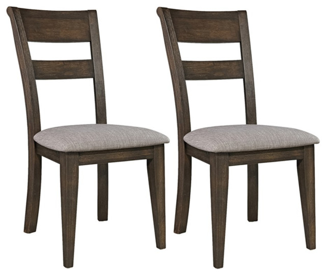Pemberly Row Double Bridge Dark Brown Splat Back Side Chair (RTA)-Set of 2