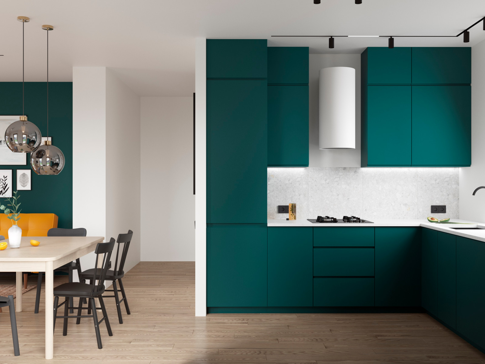 Апельсиновый диван в современном интерьере