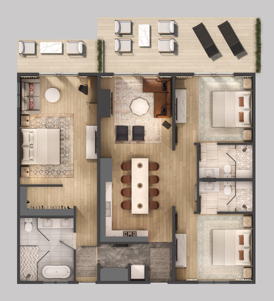 Resort Rental Home Three Bedroom Floor Plan