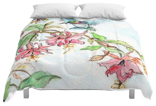 Society6 Honeysuckle Hummingbird Comforter Tropical Comforters