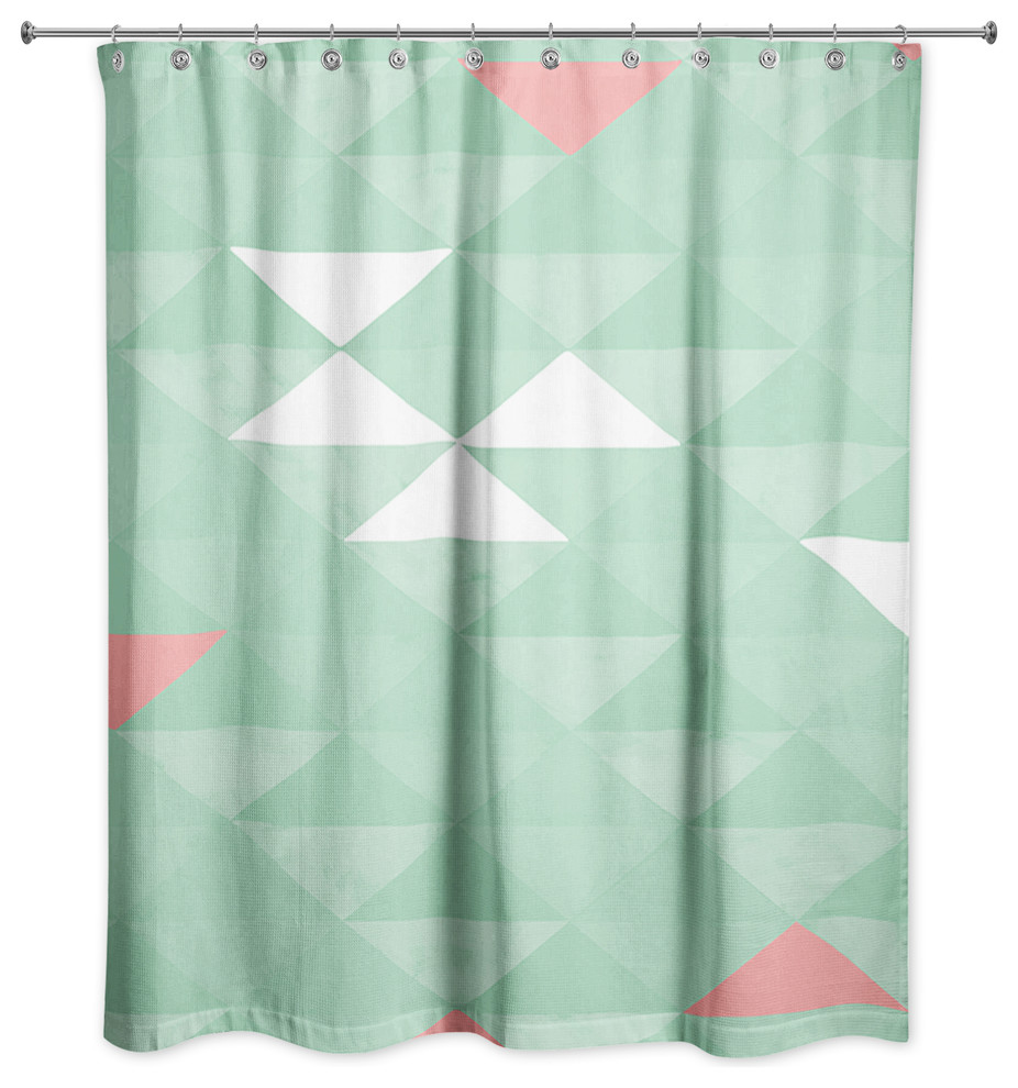 Triangle Celebration Mint Shower Curtain Scandinavian Shower