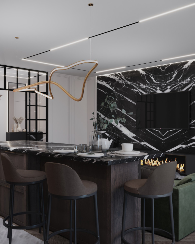 Кухня-гостиная+санузел в стиле Неоклассика