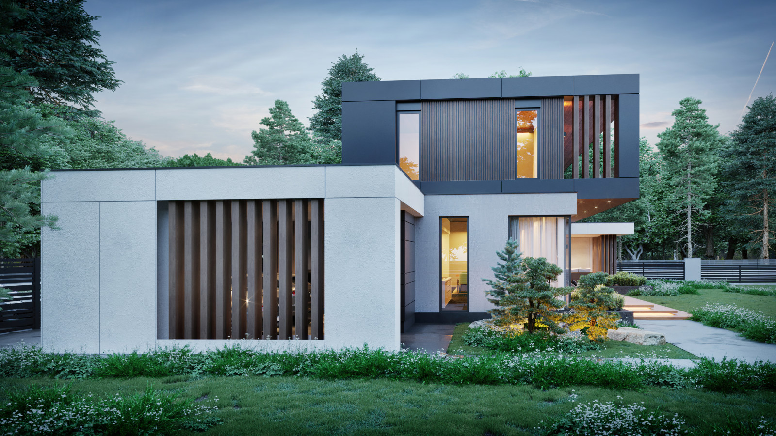 Проект индивидуального жилого дома и бани в КП "Голицыно-9"