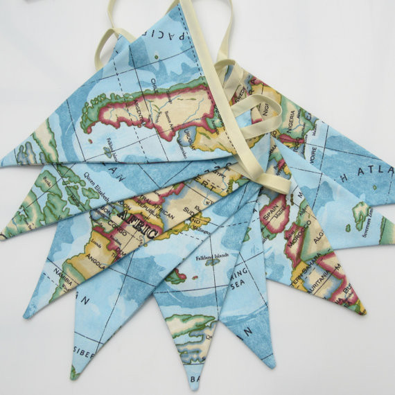 Map Fabric Bunting by All The Trimmings