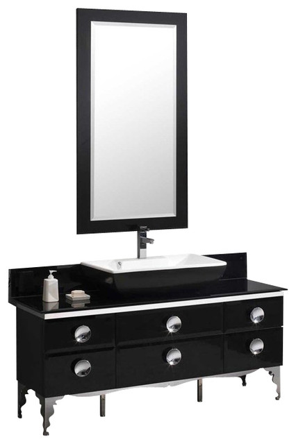 59 in. Moselle Modern Bathroom Vanity w Mirror (Bevera Chrome)