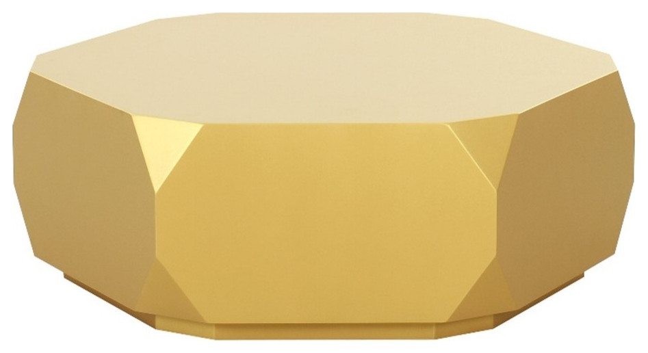 Pasargad Home Selva Wood Finish Coffee Table Gold Contemporary