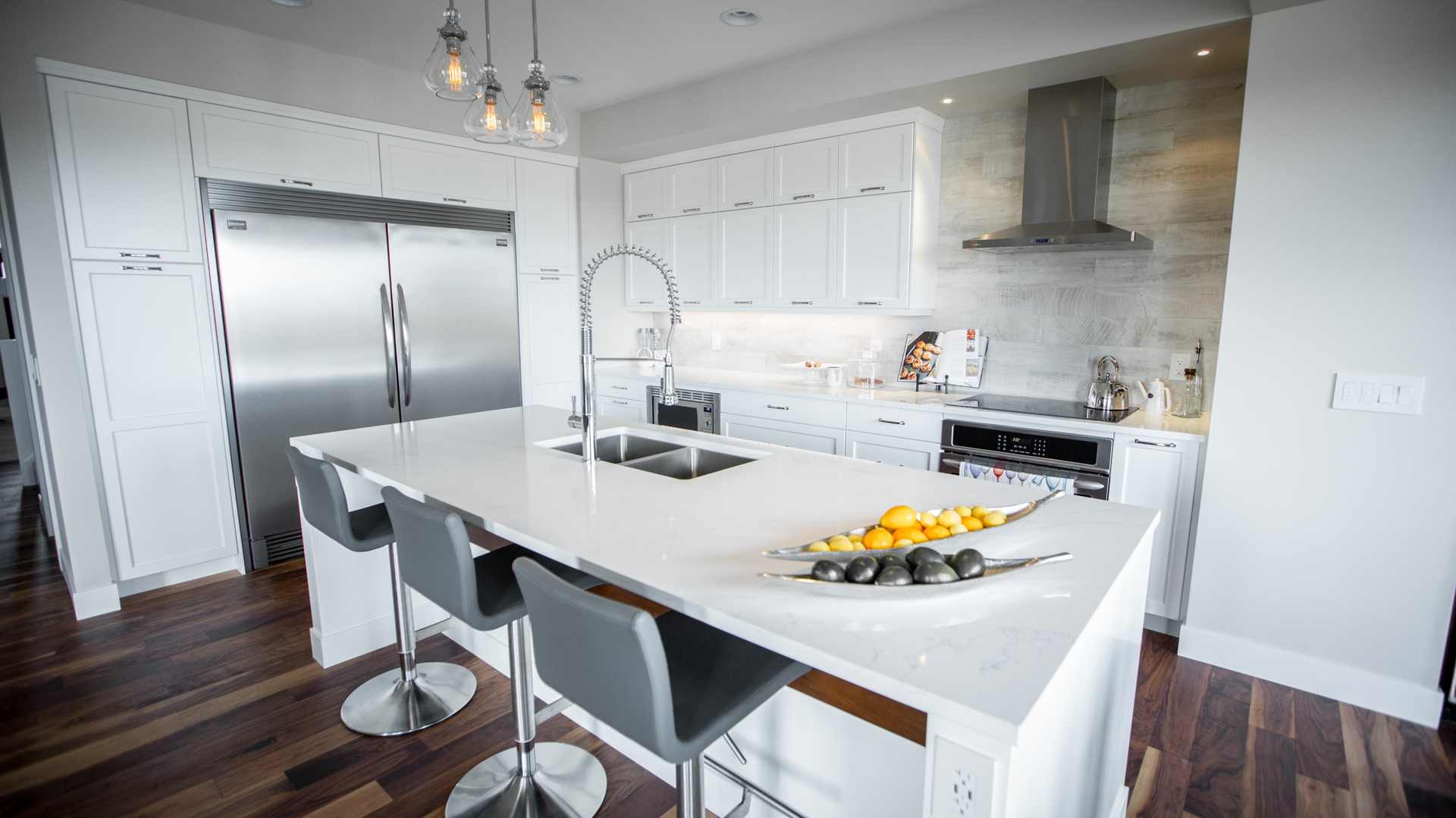 White & Walnut Modern Craftsman Kitchen By Lexis Homes
