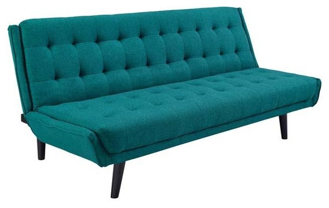 Manten Tufted Convertible Fabric Sofa Bed Teal Contemporary Manten Tufted Convertible Fabric Sofa