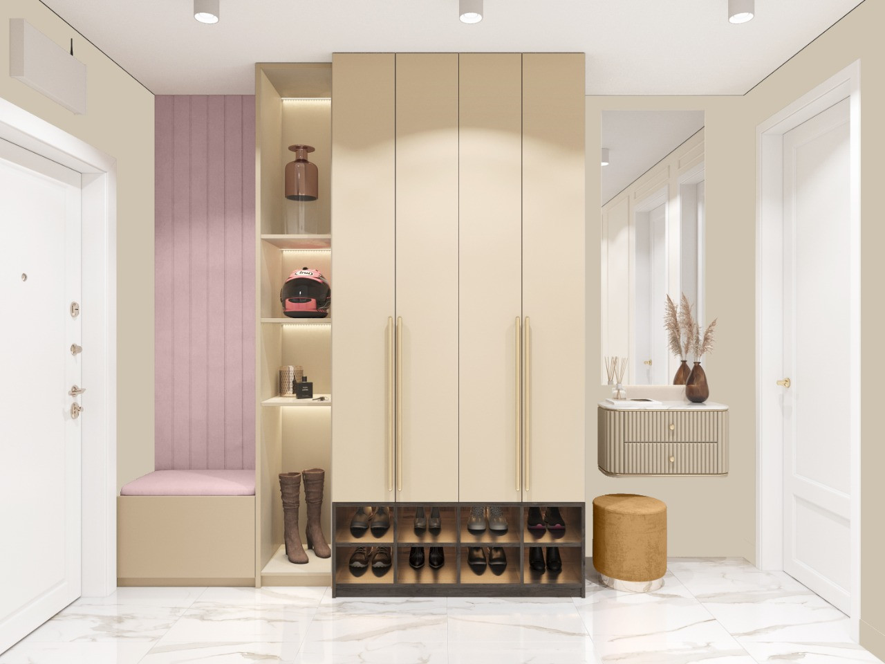 Прихожая в стиле неоклассика для молодой семьи