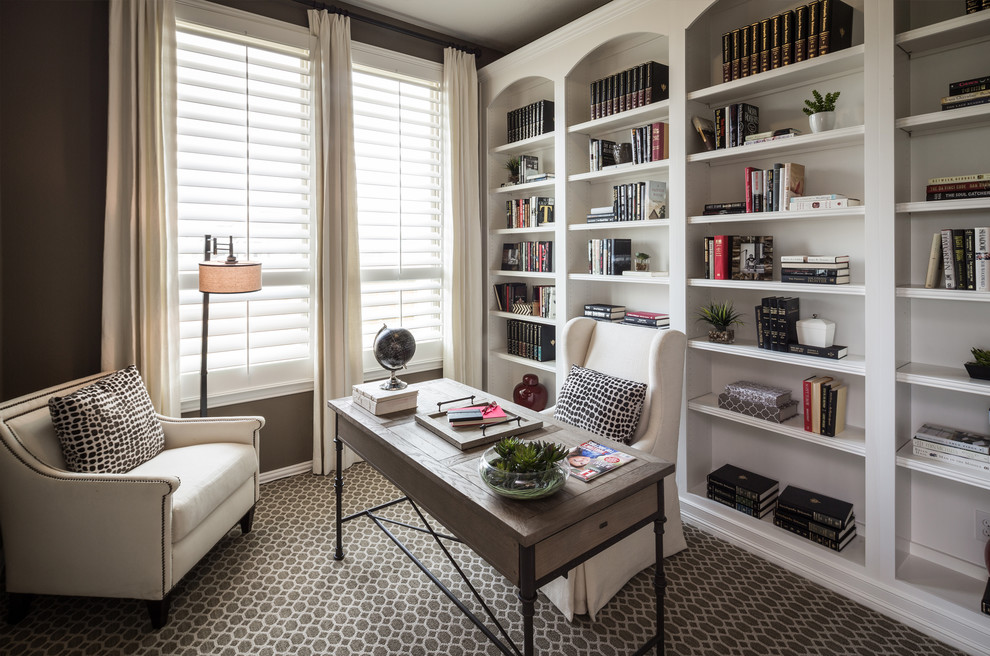 Example of a trendy home office design in Houston
