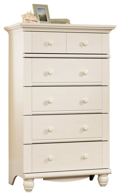 Harbor View 5 Drawer Chest Antiqued White Traditional Dressers Harbor View 5 Drawer Chest Antiqued White