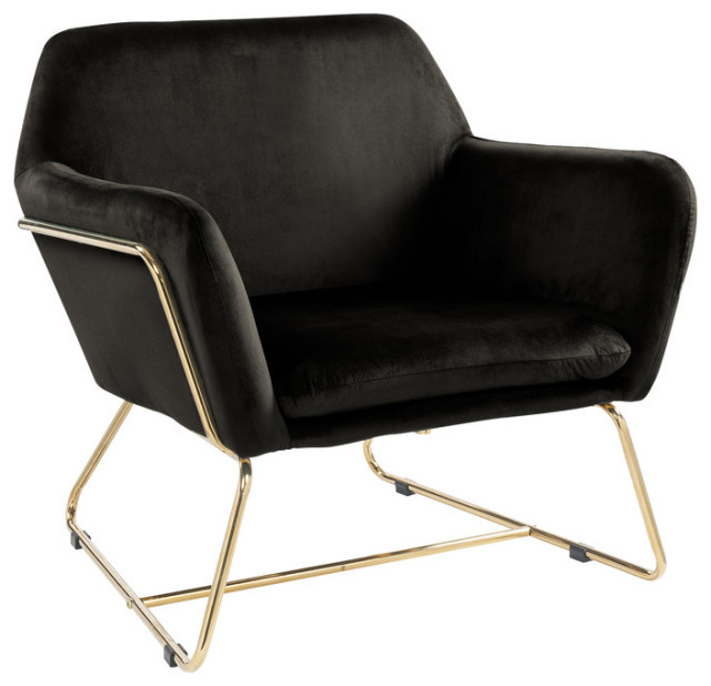 Keira Velvet Accent Chair With Metal Base Contemporary Armchairs And Accent Chairs by