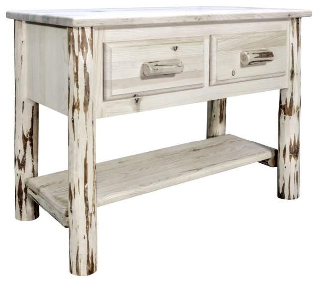 Montana Woodworks Transitional Wood Console Table with 2 Drawers in Natural