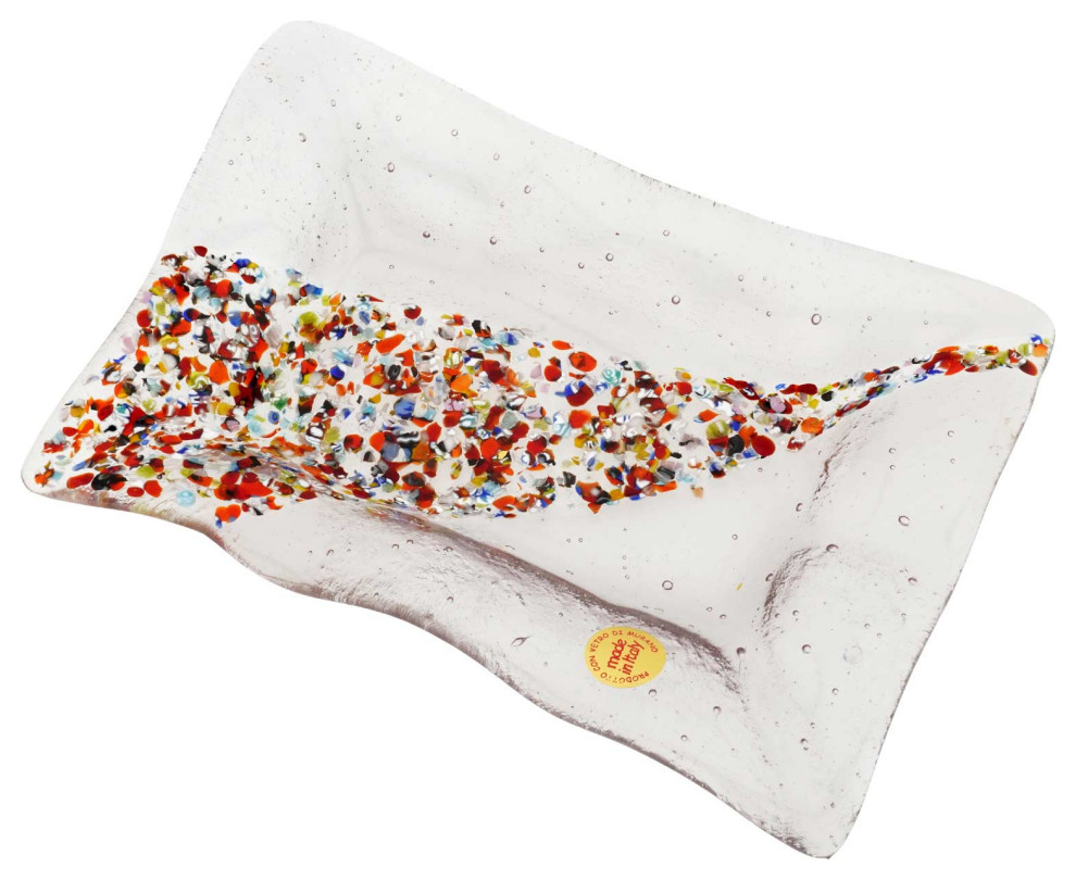 GlassOfVenice Murano Glass Klimt Rectangular Decorative Plate Light Purple Traditional