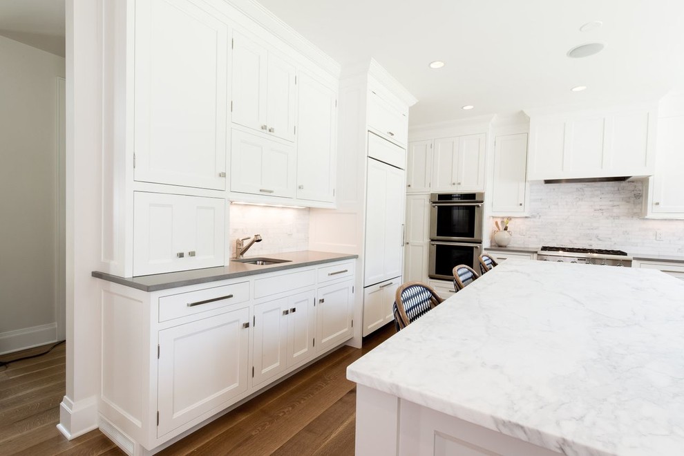 Example of a transitional kitchen design in New York