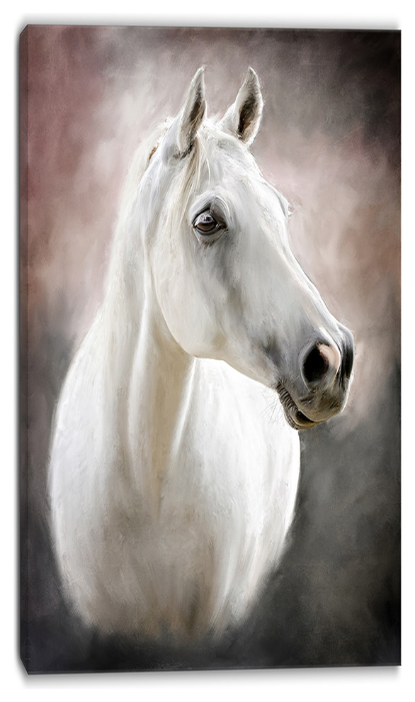 Animal Photo Painting White Horse Picture Canvas Art Print