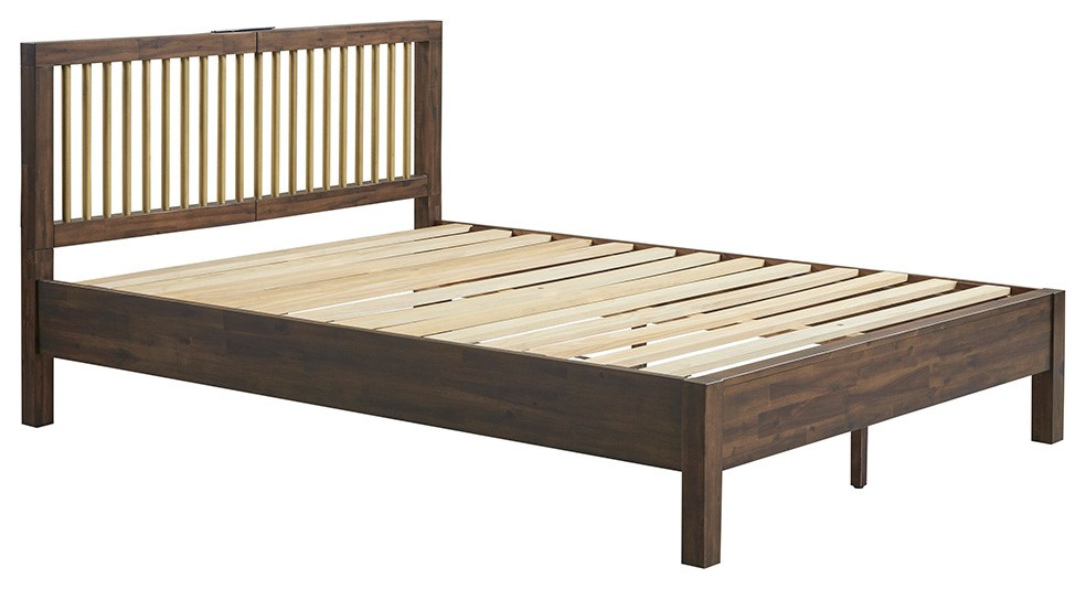 INK+IVY Mercer Low Profile Sleek Modern Wood Bed Frame, Queen