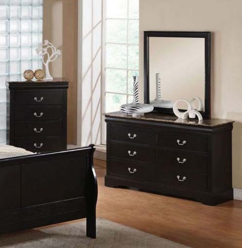 Acme Furniture - Louis Phillipe III Black Dresser and Mirror Set - 19504-19505DR