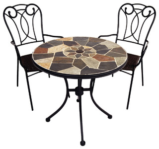 Pompeii Bistro Table With Verona Chairs, 3-Piece Set - Mediterranean