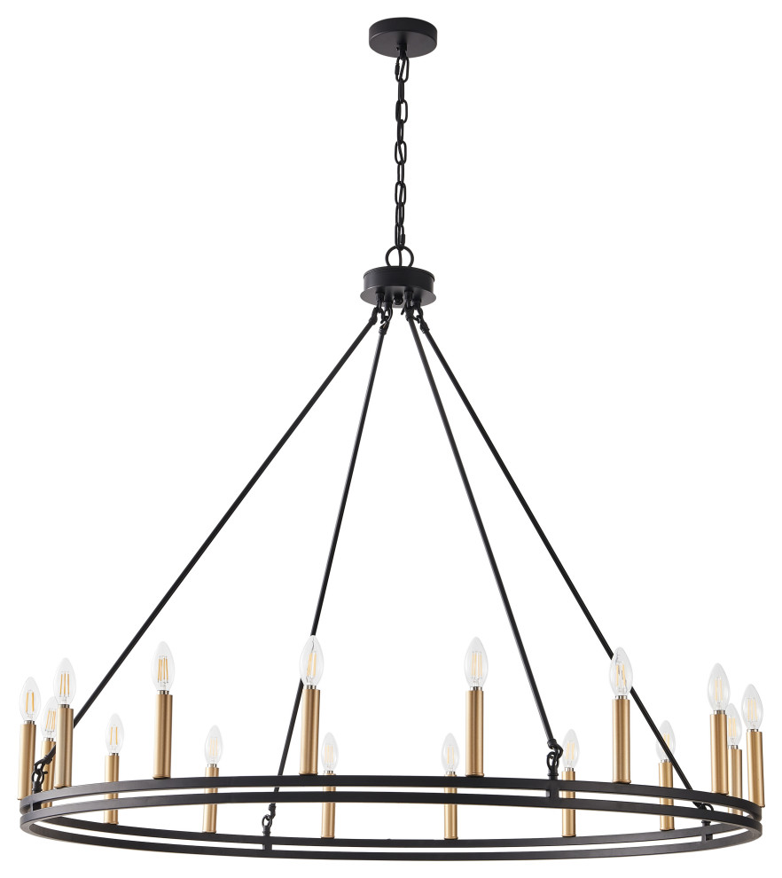 16-Light Wagon Wheel Chandelier Candle Style Pendant Light