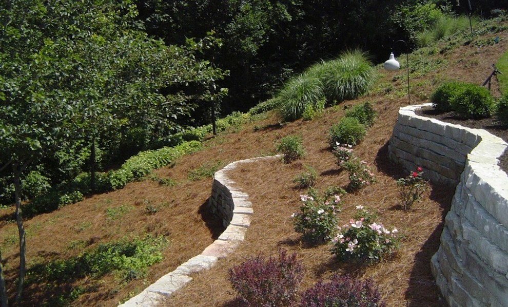 Inspiration for a mid-sized transitional full sun backyard landscaping in Cincinnati for spring.