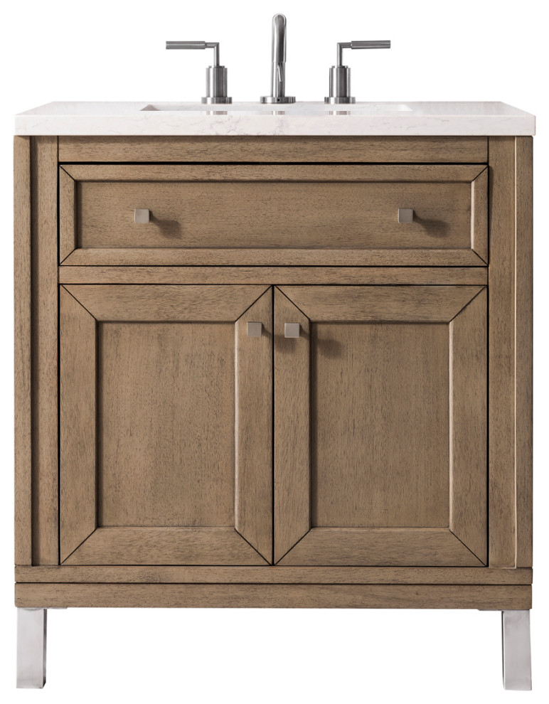 Chicago 30" Vanity Whitewashed Walnut Contemporary Bathroom