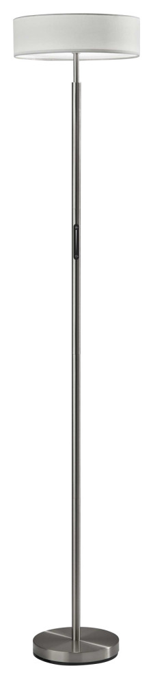 14"x14"x71.5" Brushed Steel Metal LED Torchiere
