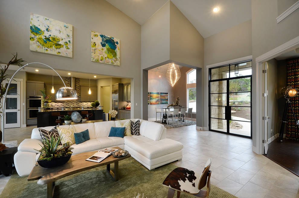 Contemporary open concept living room in Austin.