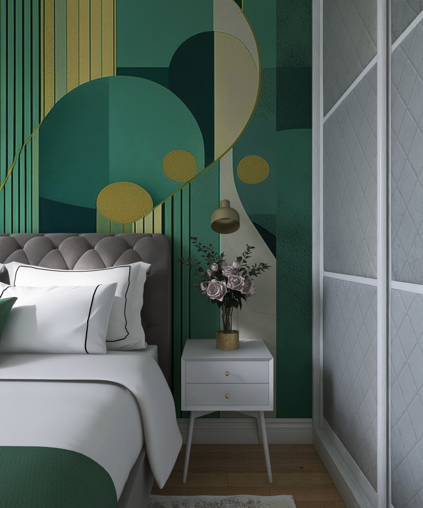 Проект яркой спальни для молодой пары