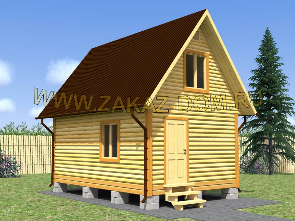 Проект бани с мансардой из бруса (4х6 м) : 2Б-2