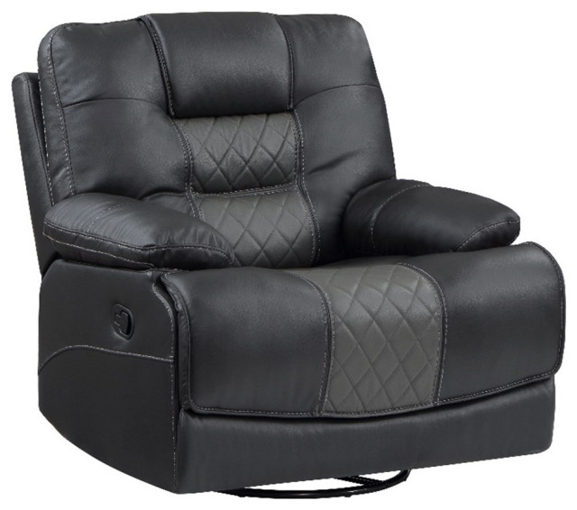 Lexicon Fabian Breathable Faux Leather Swivel Glider Reclining Chair in