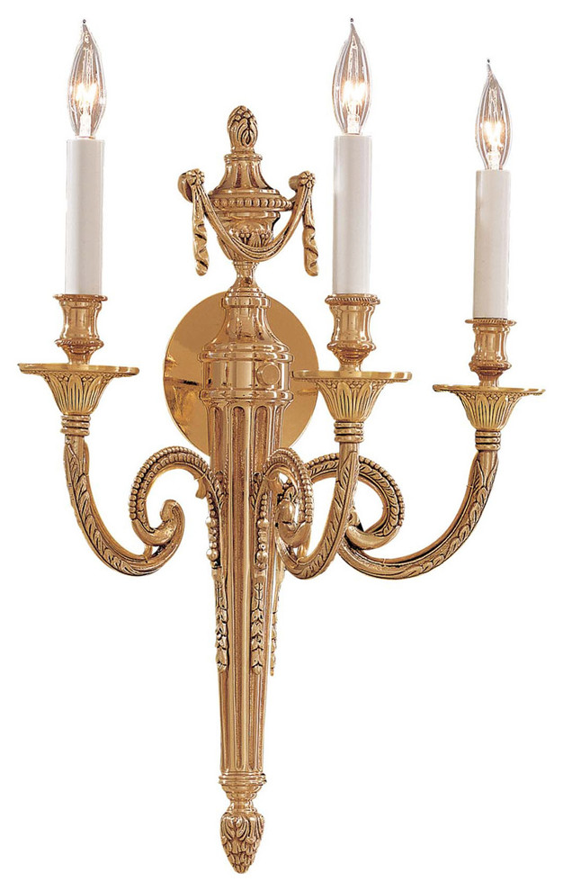 Minka 3 Light Solid Cast Wall Sconce in French Gold Finish