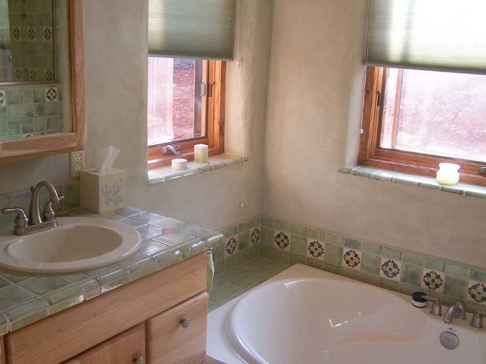 Santa Fe style adobe home in Arizona Southwestern Bathroom Albuquerque by Earthen Touch