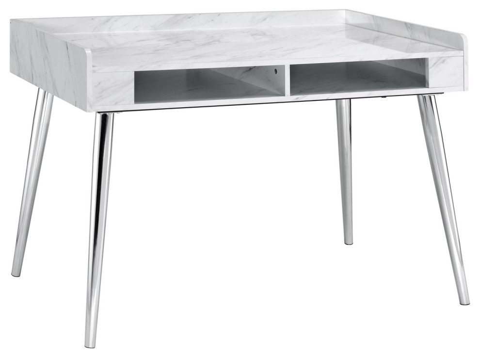 Milka Desk, White Marble Midcentury Desks And Hutches by Picket