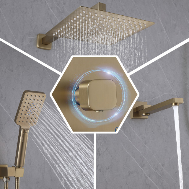Replacement Complete Shower System Pressure Balanced Complete Shower System With 3-Setting Hand Shower ...