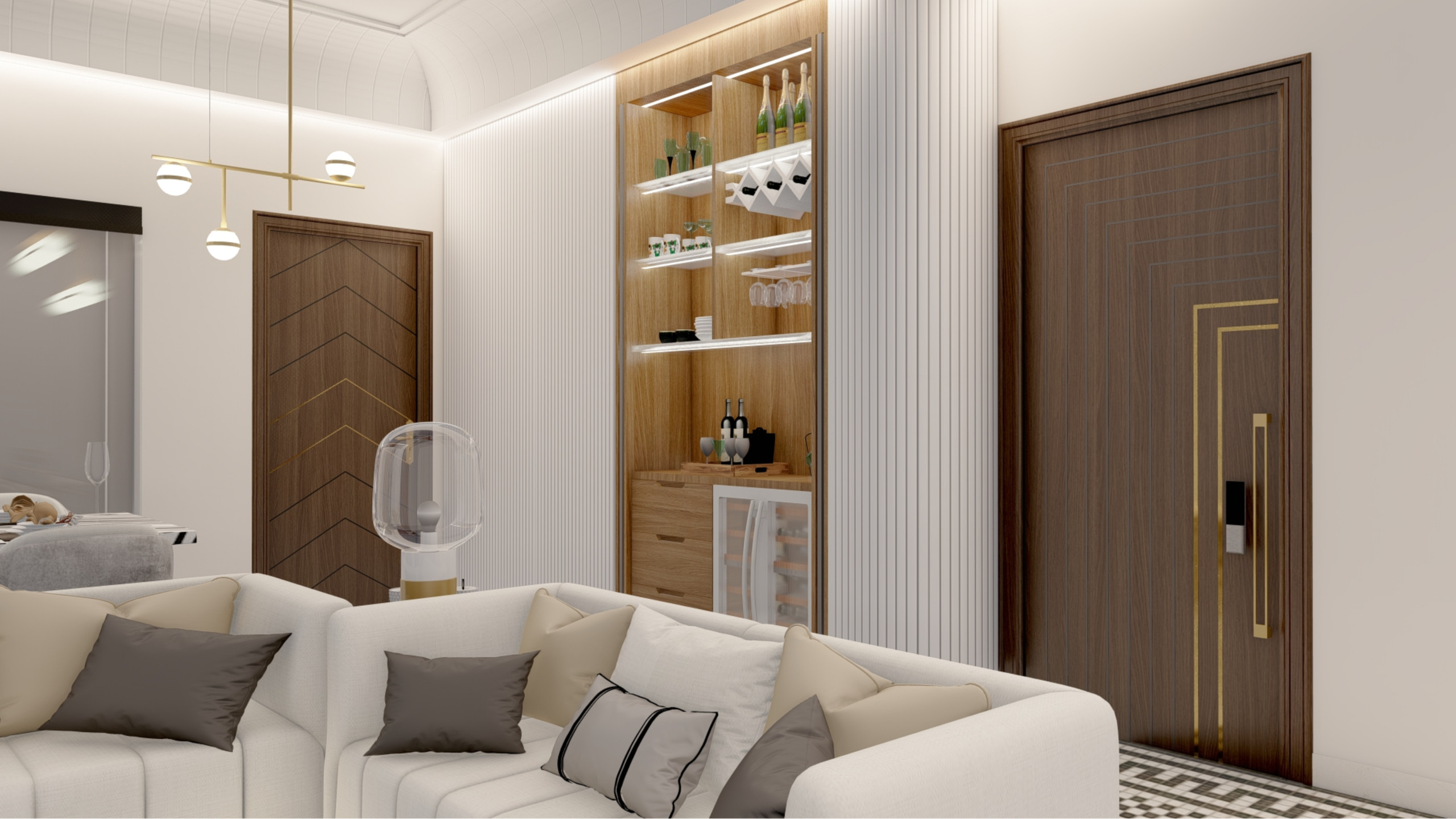 Chic Modern Living Space with Light Timber Features in Sunningdale