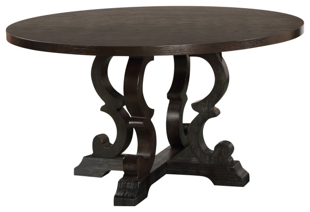 Dark Brown Rustic Dining Collection, Best Master Furniture Weathered Grey Round Dining Table